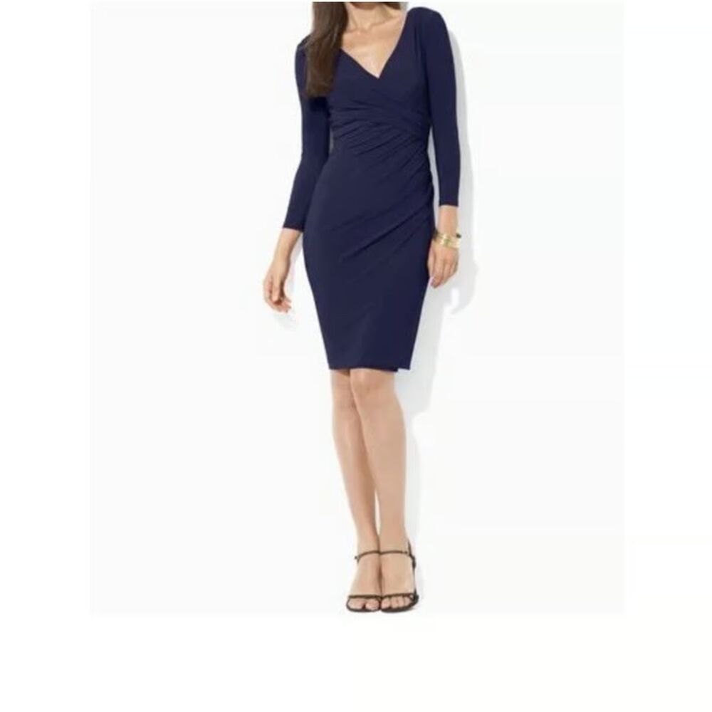 Ralph Lauren Blue Faux Wrap Jersey Dress Women's Size 4